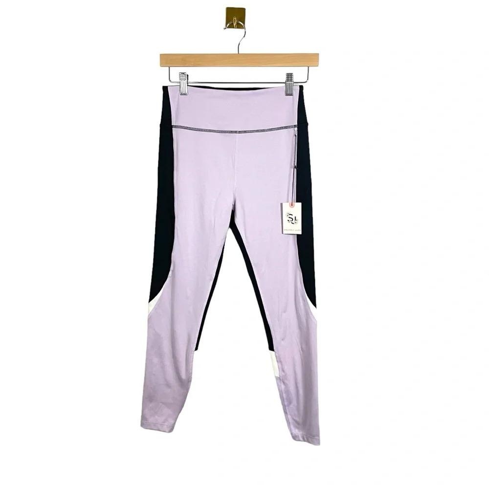 NWT Sincerely Jules High Rise Colorblock Active Leggings Lavender Black Size M